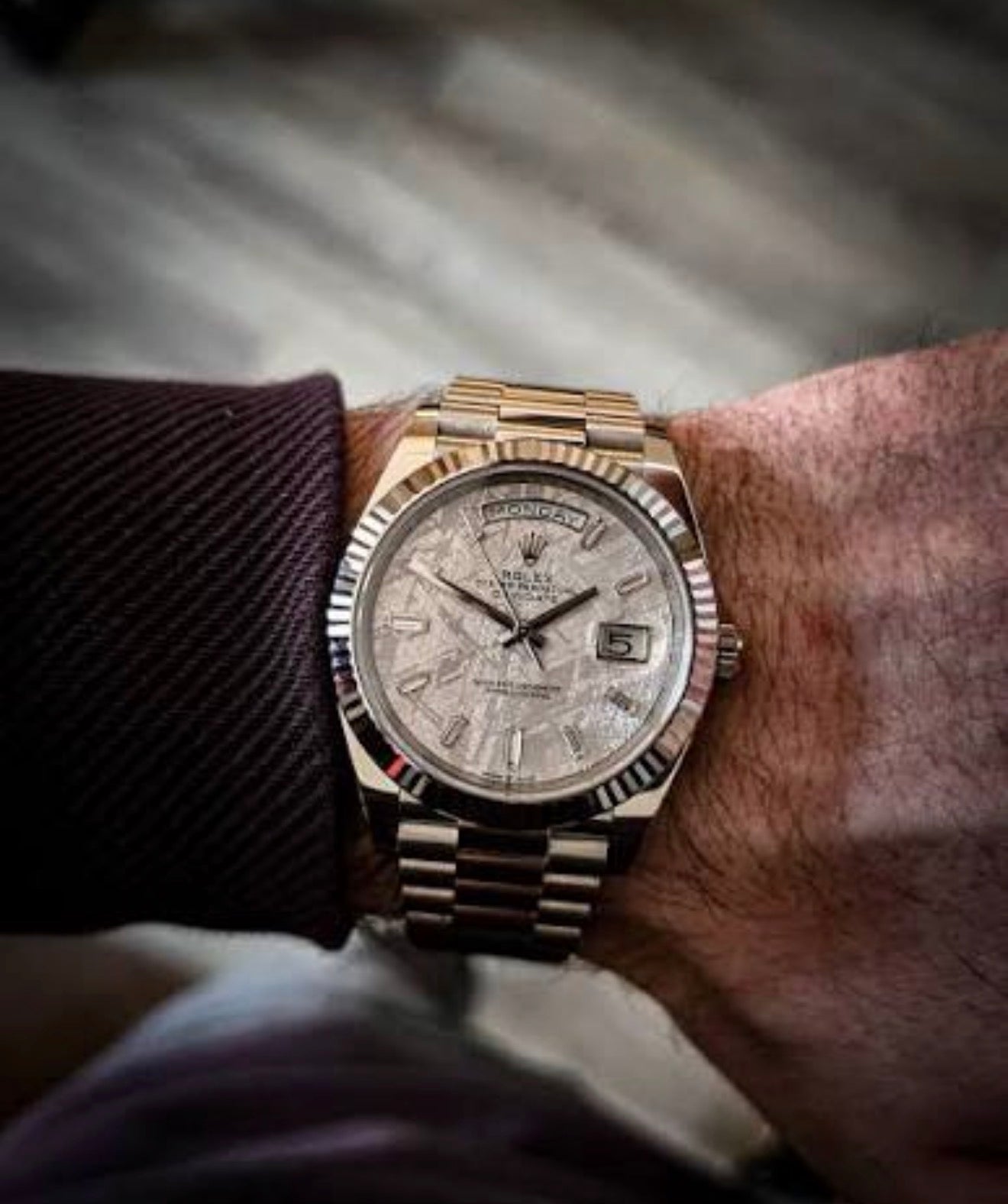 Day-date Meteorite Dial/ Baguette Hands Mod custom