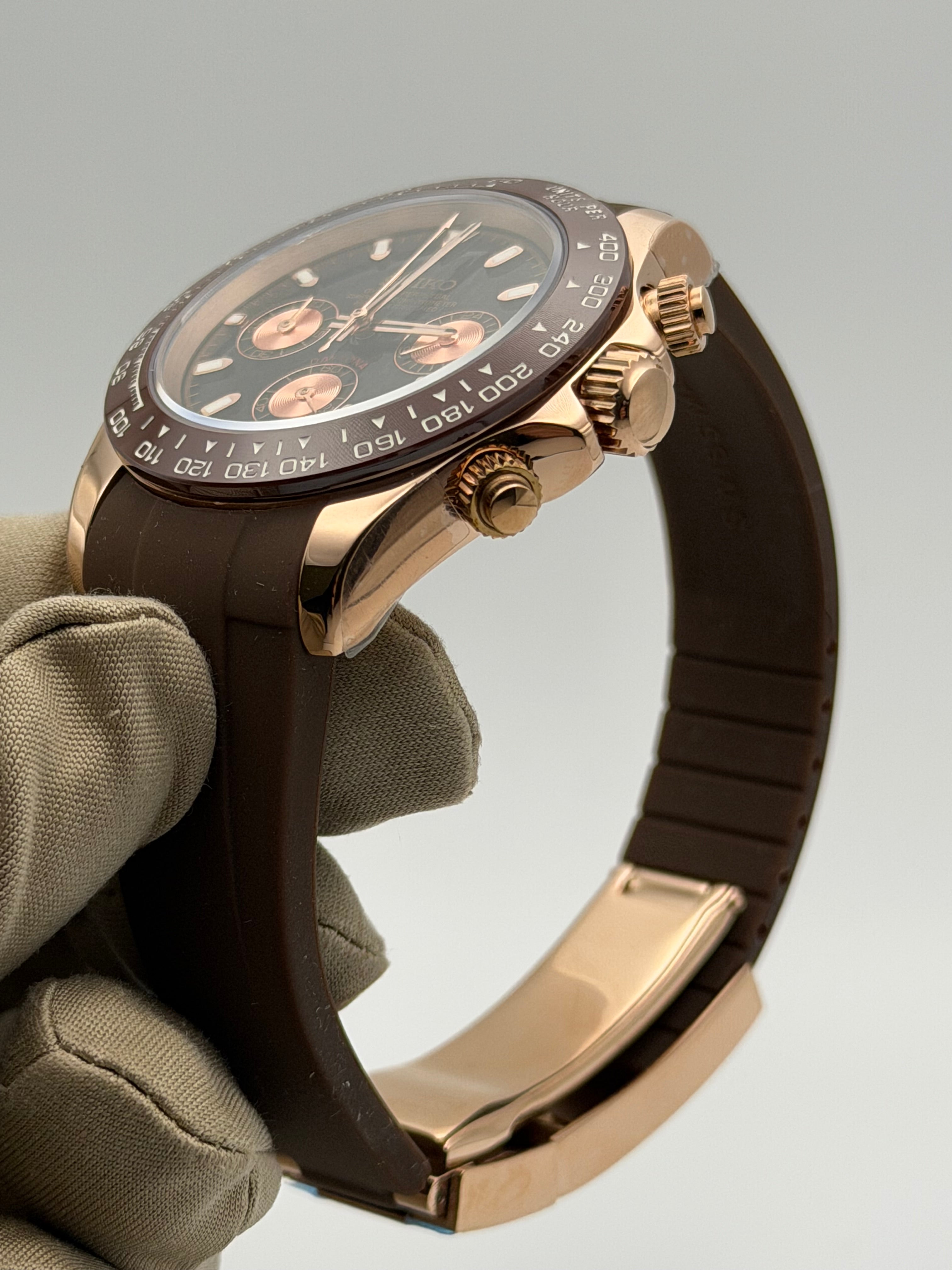 Seiko Daytona Caramel Mocha Homage – Oysterflex Strap, VK63, 40mm