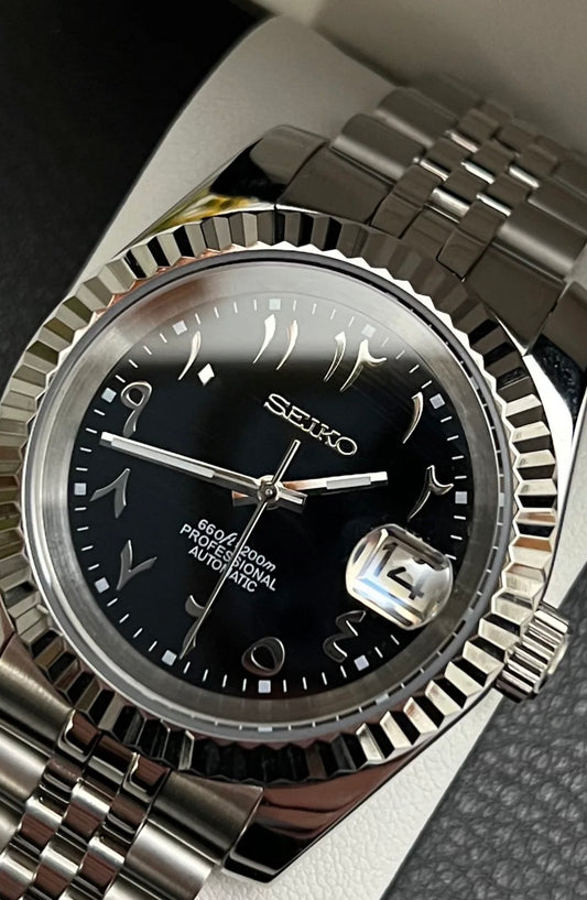 Seiko Date-just Mod ‘Black Arabic Dial’ 36/39