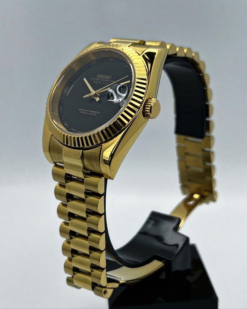 Seiko Date-just Mod Full Gold ‘Onyx Dial’ 36/39