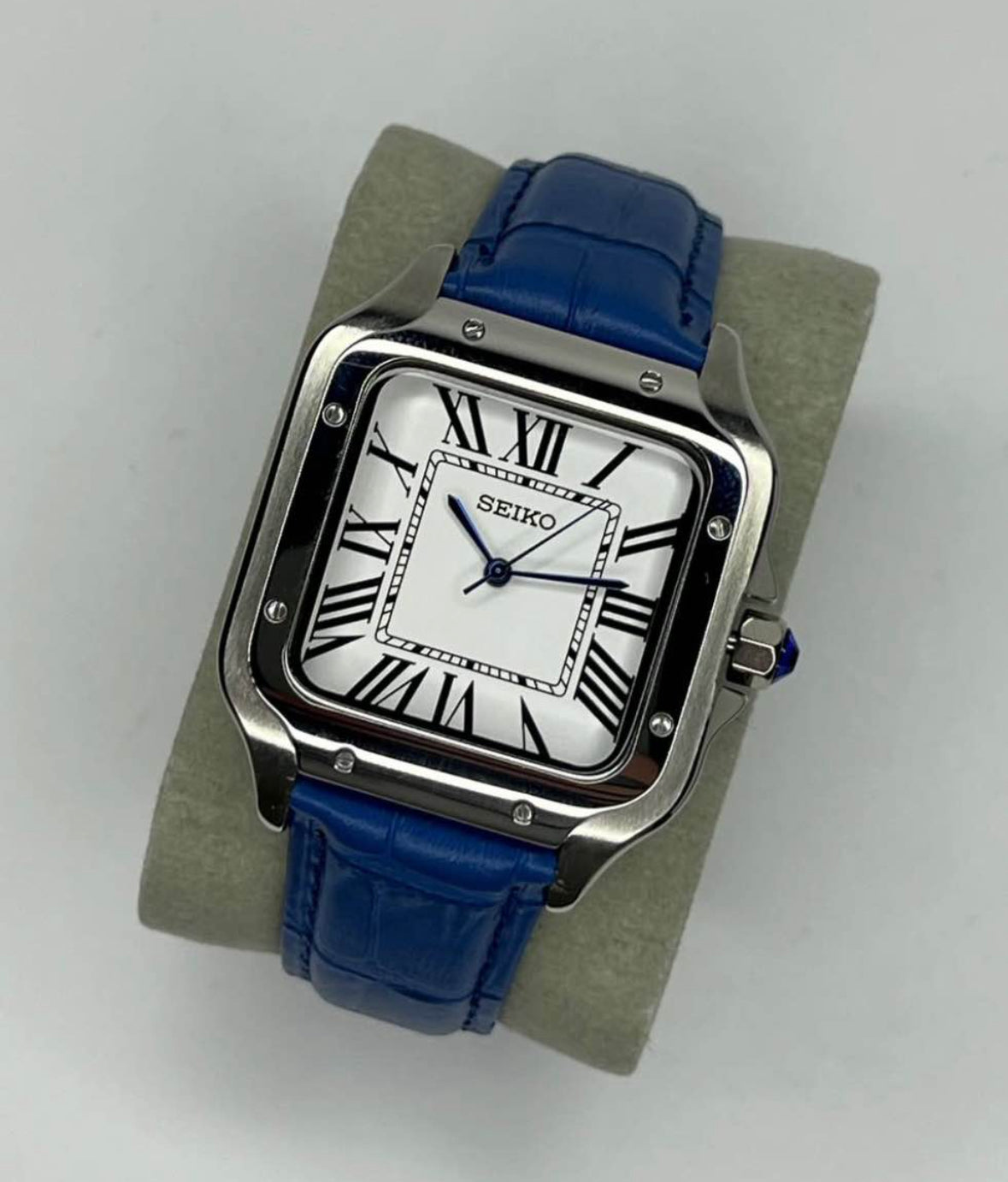 Seiko Santos Mod ‘Classic White Dial’ 39 (Blue Leather Strap)