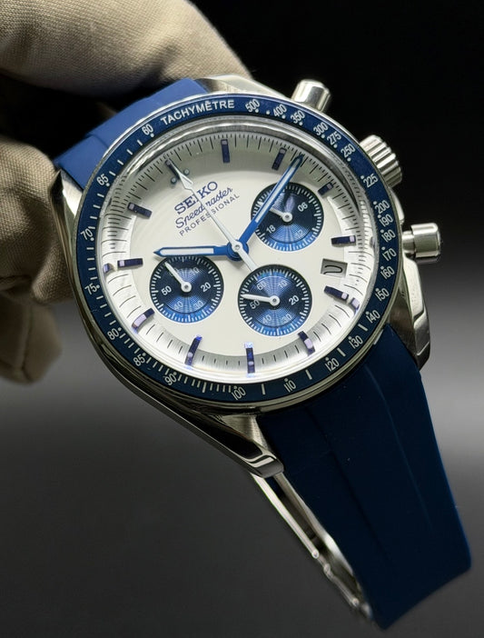 Seiko Speedmaster Mod ‘Snoopy’ Blue Rubber Strap 40