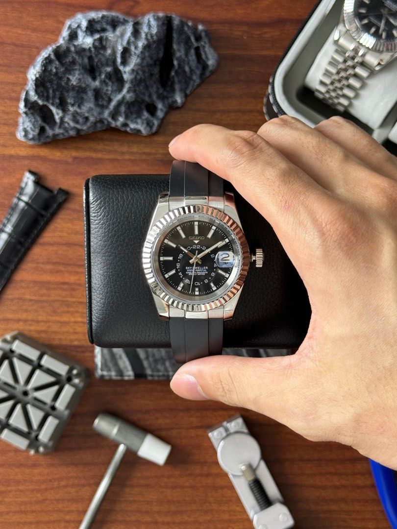 Seiko Sky-Dweller Mod ‘Steel Black Dial/ Oyster-flex Strap’ 40