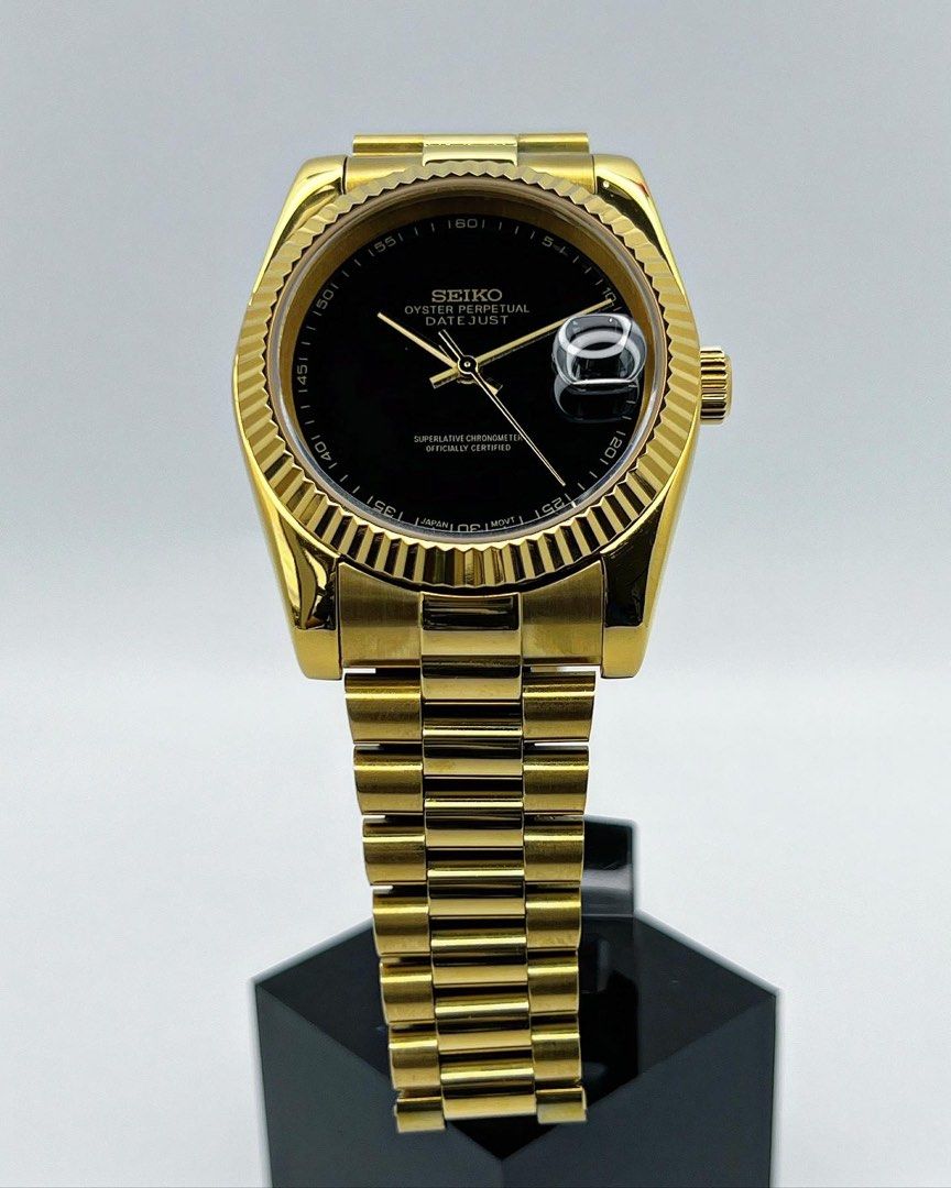 Seiko Date-just Mod Full Gold ‘Onyx Dial’ 36/39