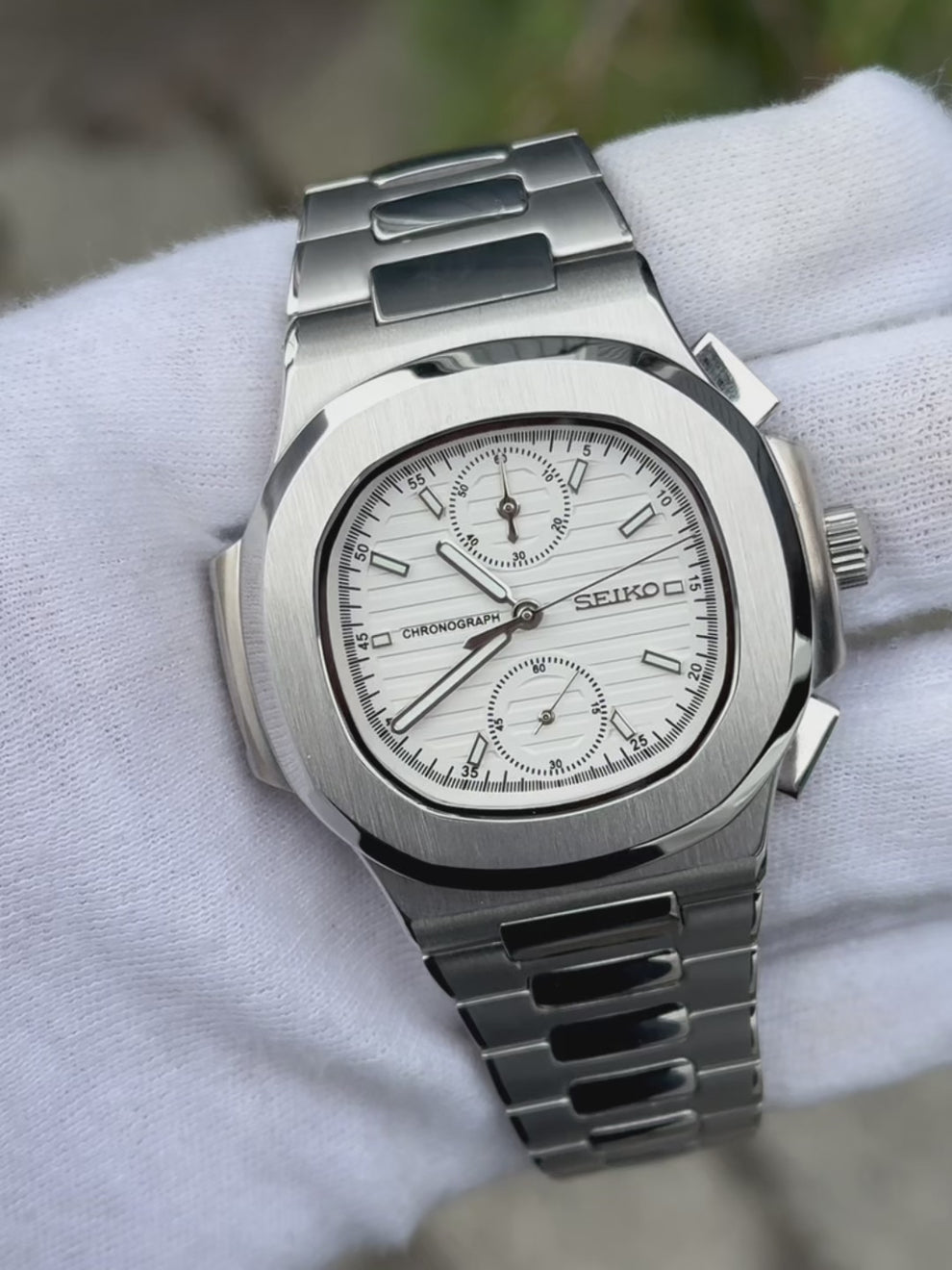 Seiko Nautilus Mod ‘Chronograph White Dial 40