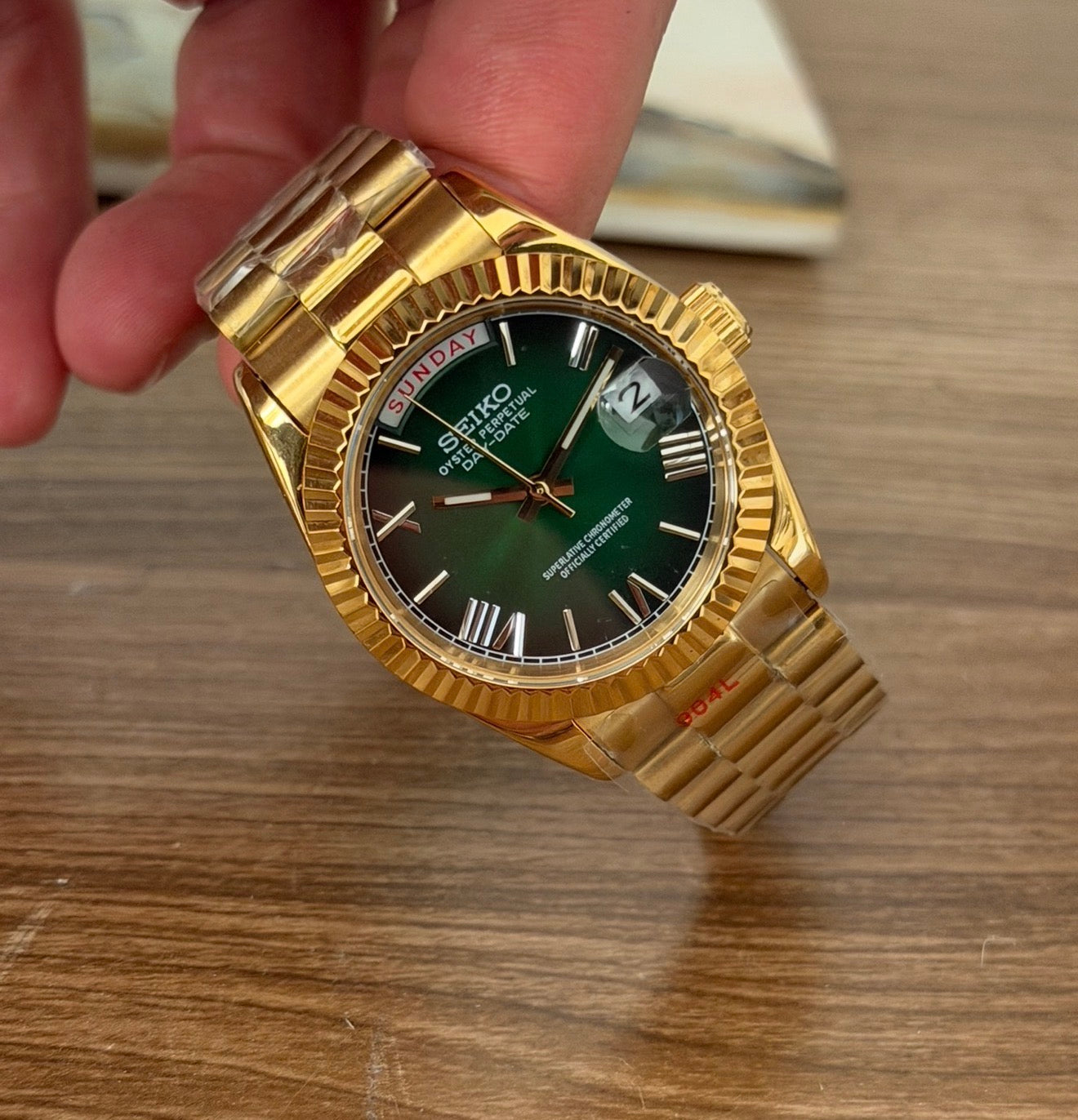 Seiko Day-date Mod Gold ‘Pine Green dial’ 36mm