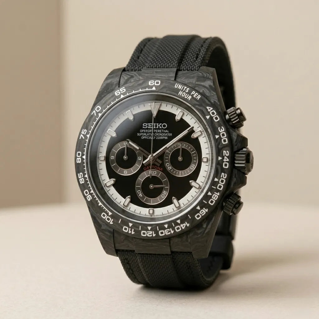 Seiko Daytona Mod Carbon Fibre ‘Black Dial’ 40