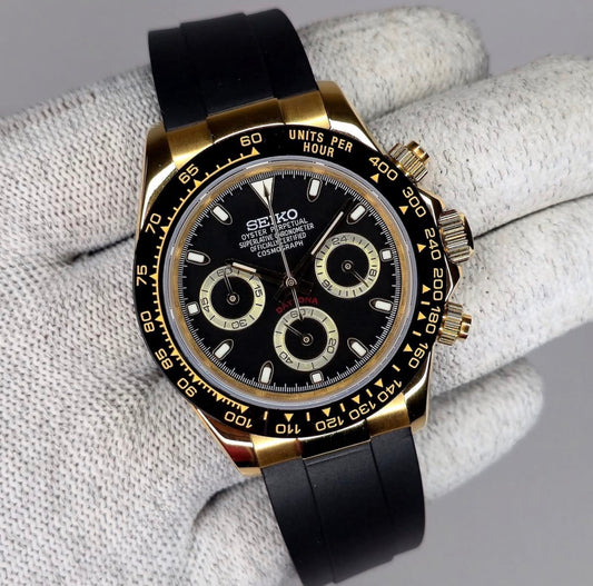 Seiko Daytona Mod Oyster-flex ‘Gold Black Dial’ 40