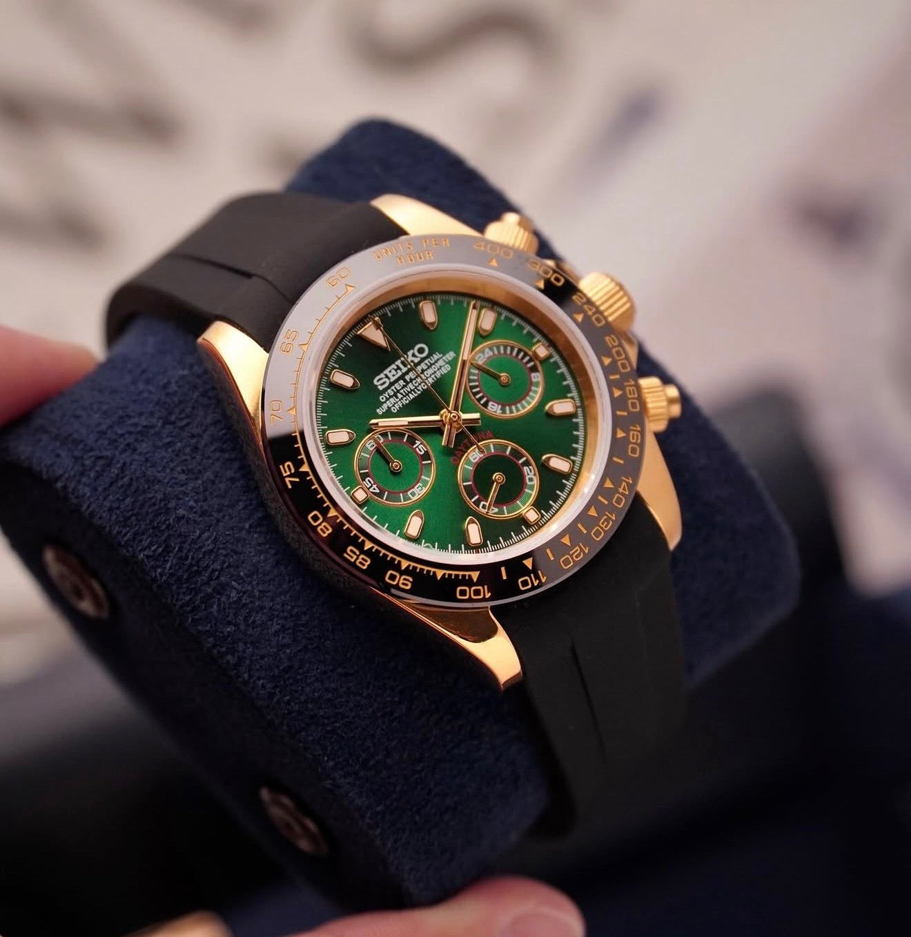 Seiko Daytona Mod ‘Gold Green Dial/Black Strap’ 40
