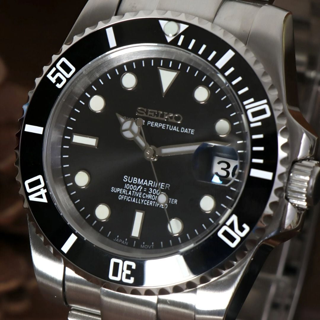 Black- Steel Seiko Submariner 40