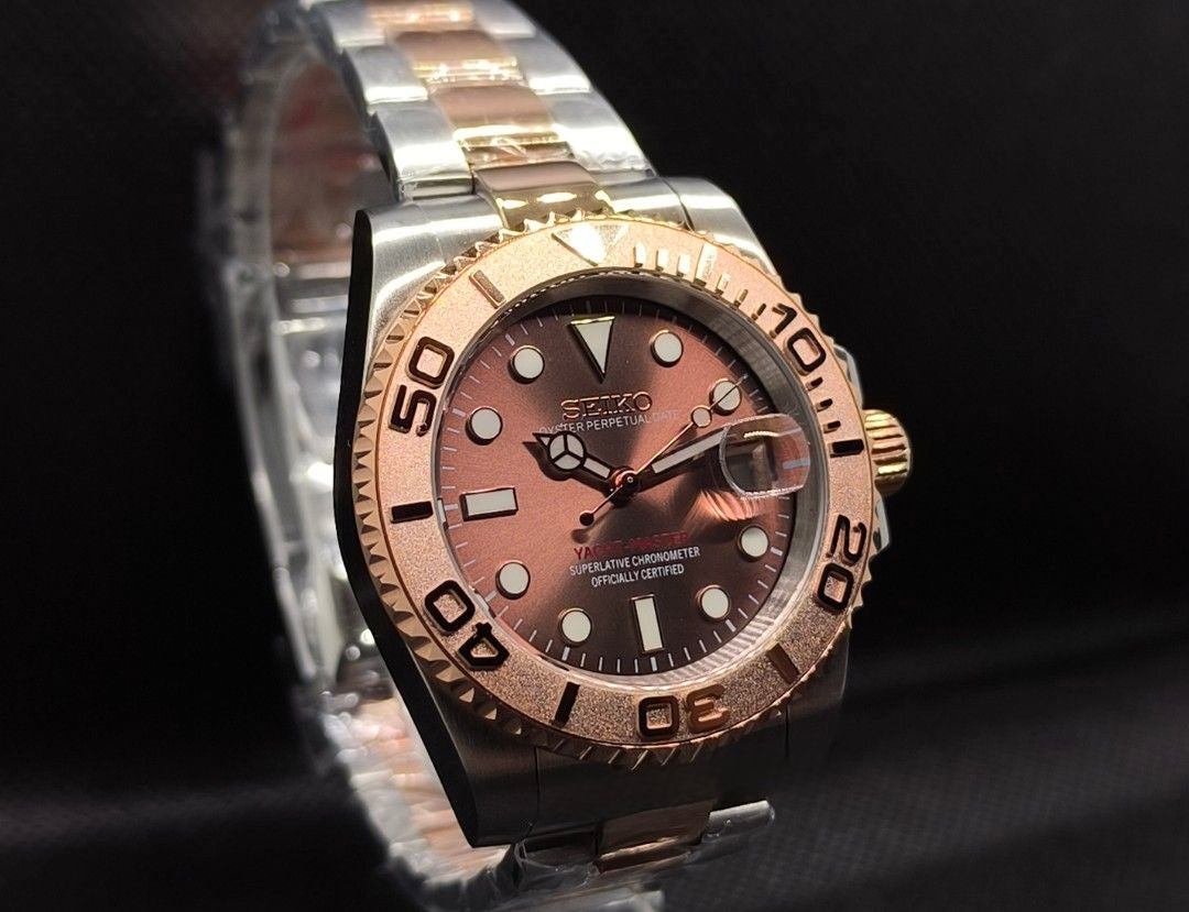 Seiko Yachtmaster Mod ‘Rose Gold Two-Tone Chocolate Dial’ 40