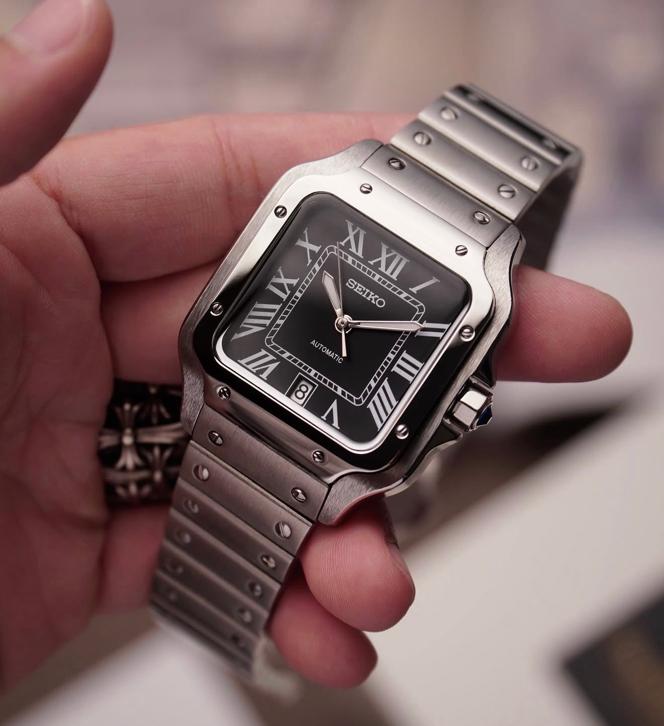 Seiko Santos Mod ‘Steel/ Black Automatic Dial’ 39mm