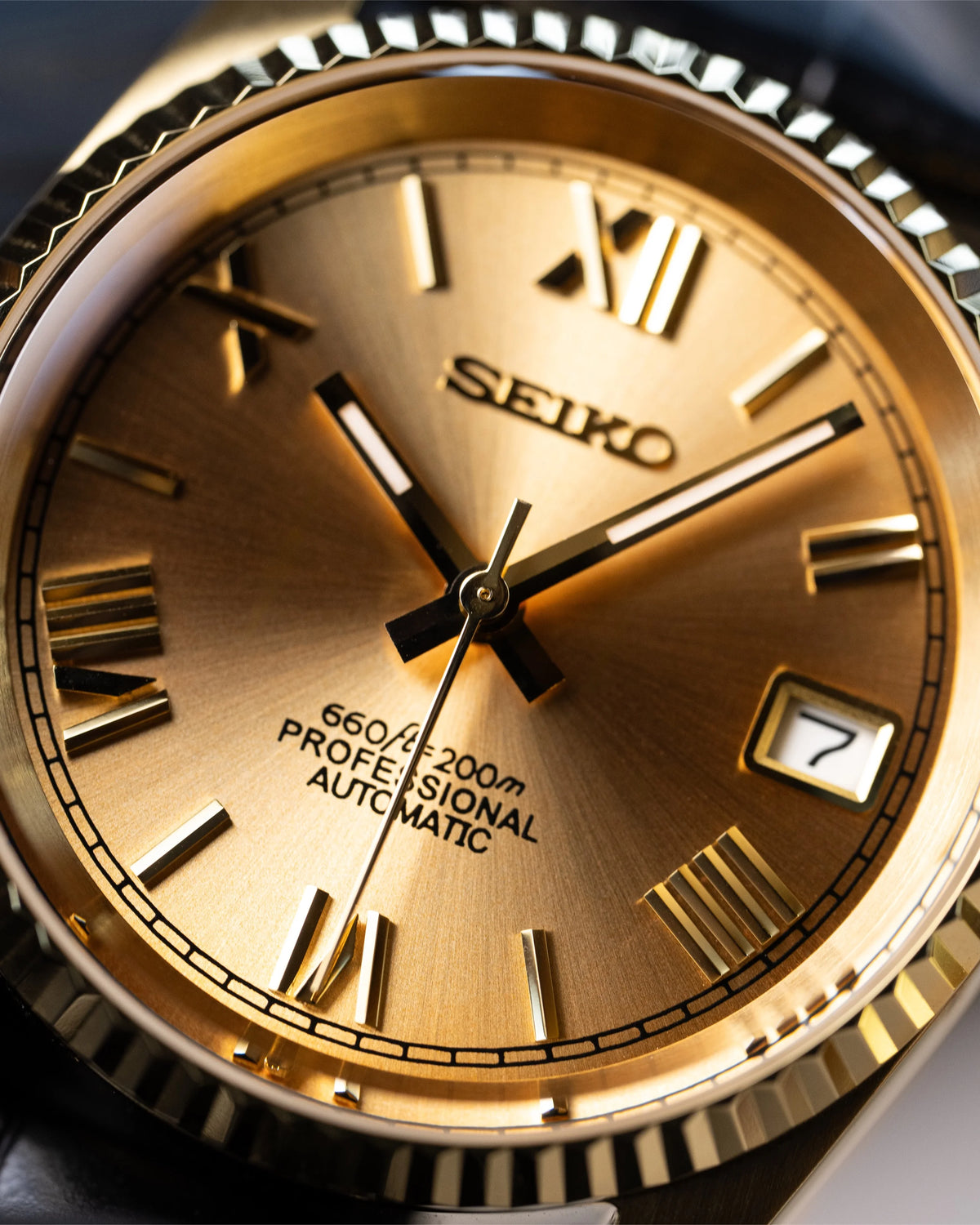 Seiko Date-just Mod ‘Gold Roman Dial Leather Strap’ 36/39