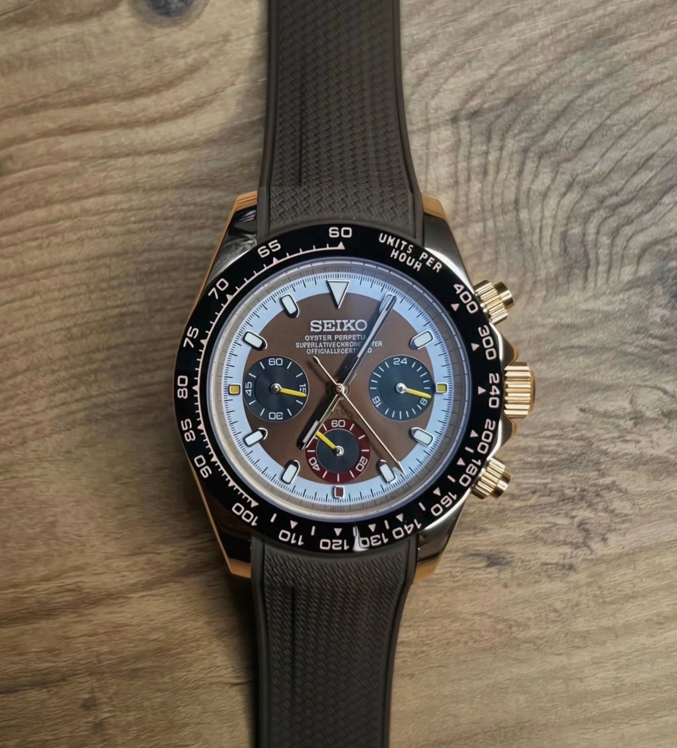 Seiko Daytona Mod Rose Gold ‘Brown White Dial’ Special Edition 40
