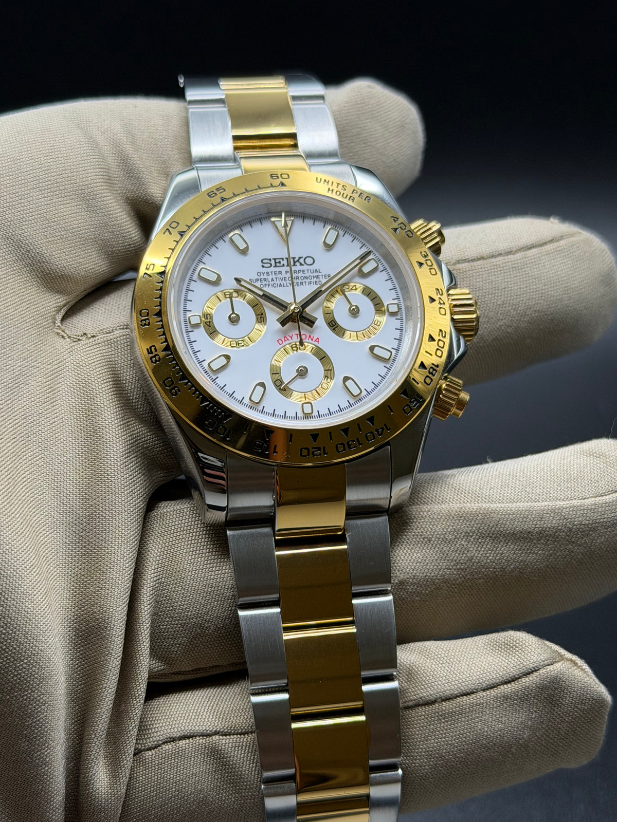 Seiko Daytona Mod ‘Gold Two-Tone White Dial’ 40