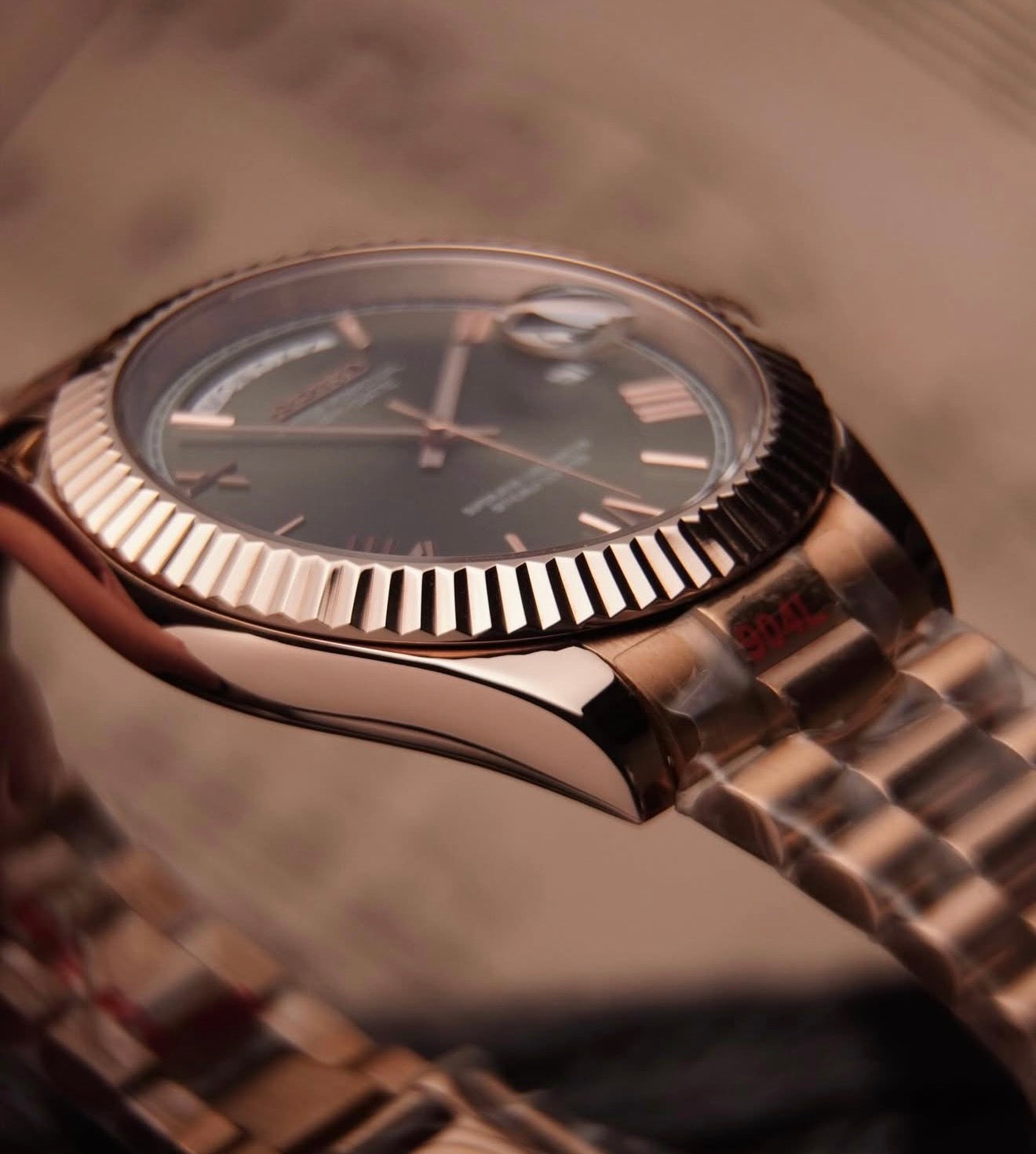 Seiko Day-date Mod ‘Rose Gold Roman Green Dial’ 36/39