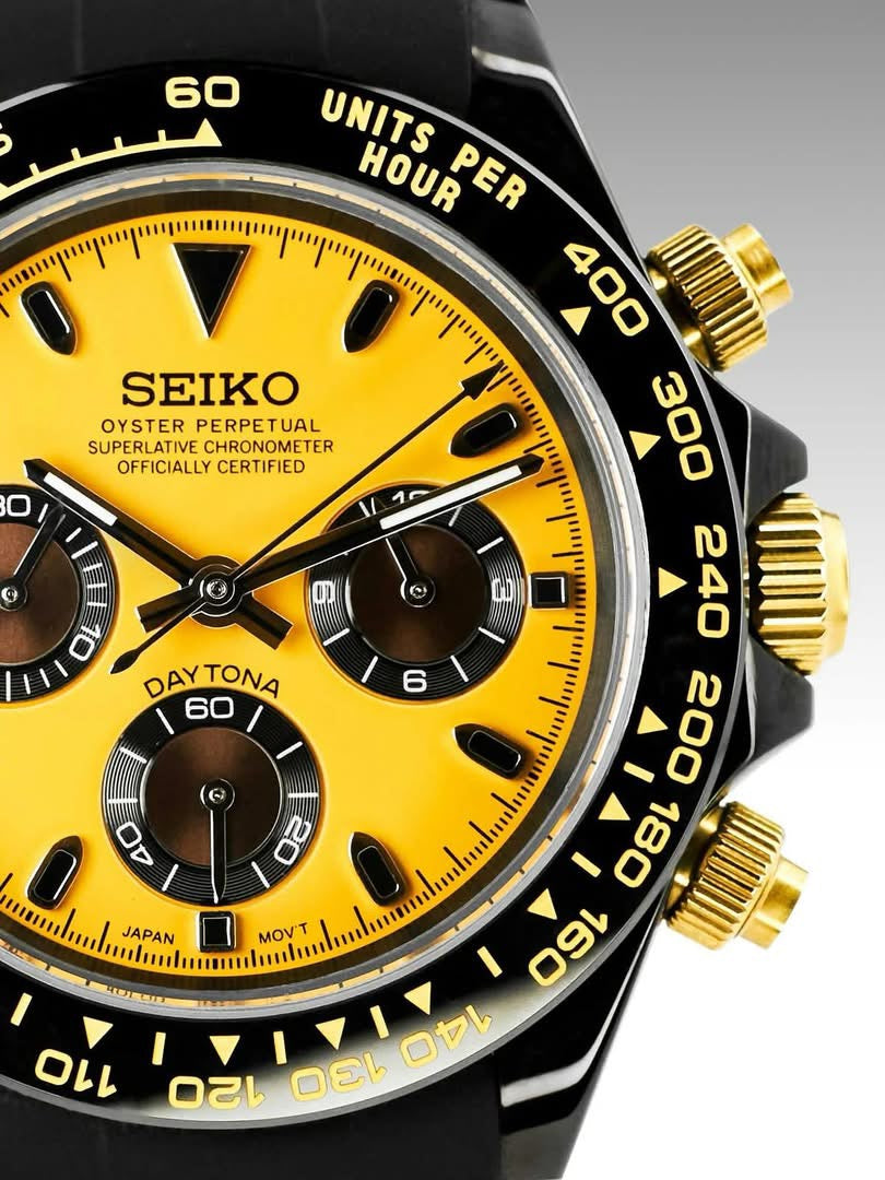 Seiko Daytona Mod ‘Black Ceramic/ Yellow Dial’ 40