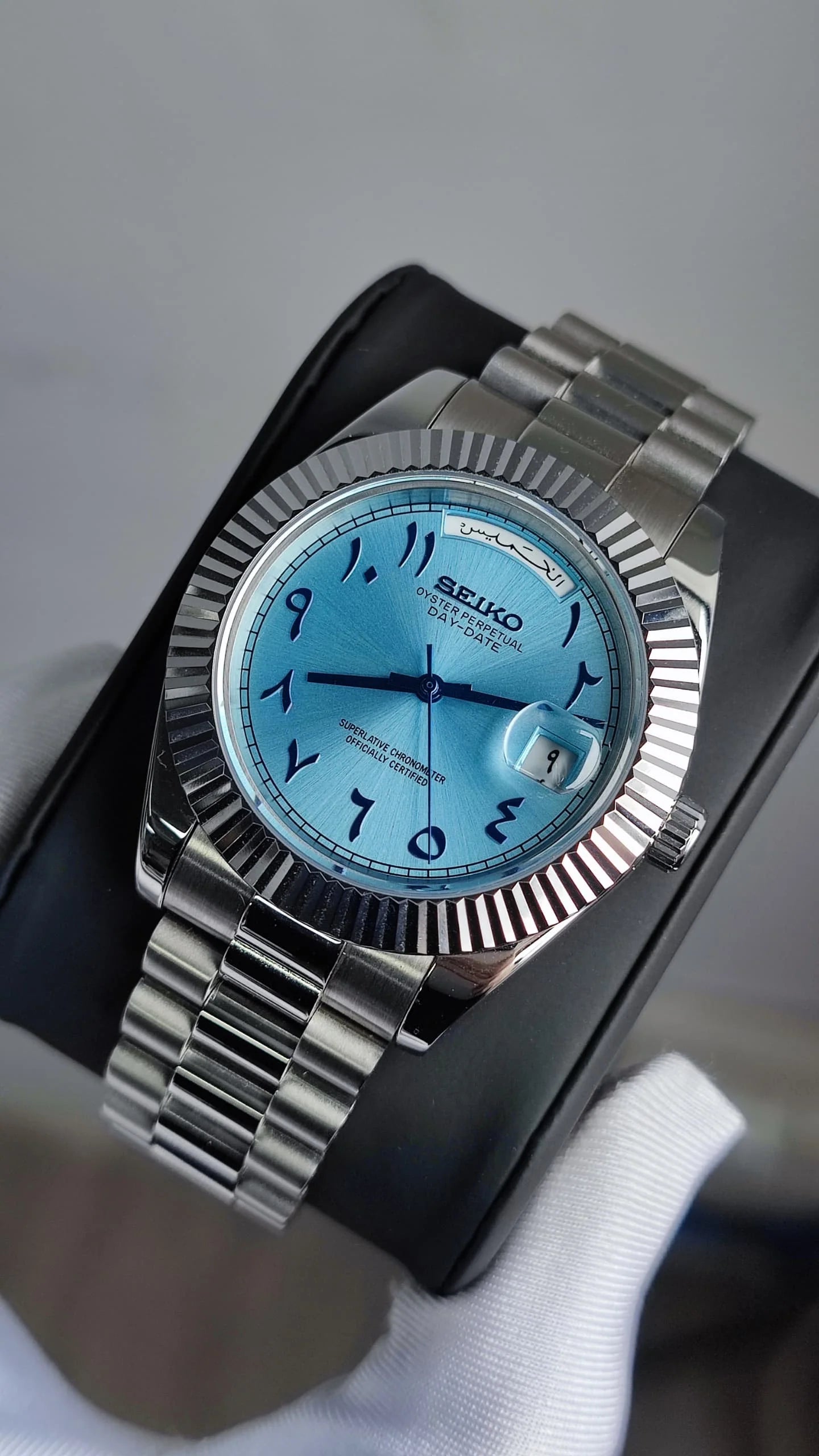 Seiko Day-date Mod ‘Platinum Arabic Dial’ 39