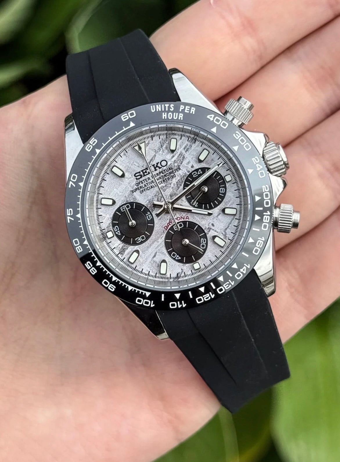 Seiko Daytona Mod ‘Silver Steel Meteorite Dial’ 40