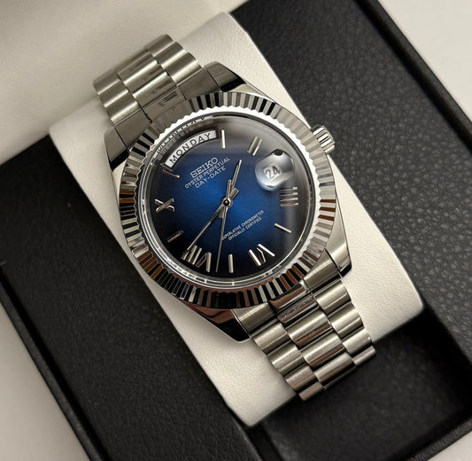 Seiko Day-Date Mod ‘Roman Blue Dial’ 39