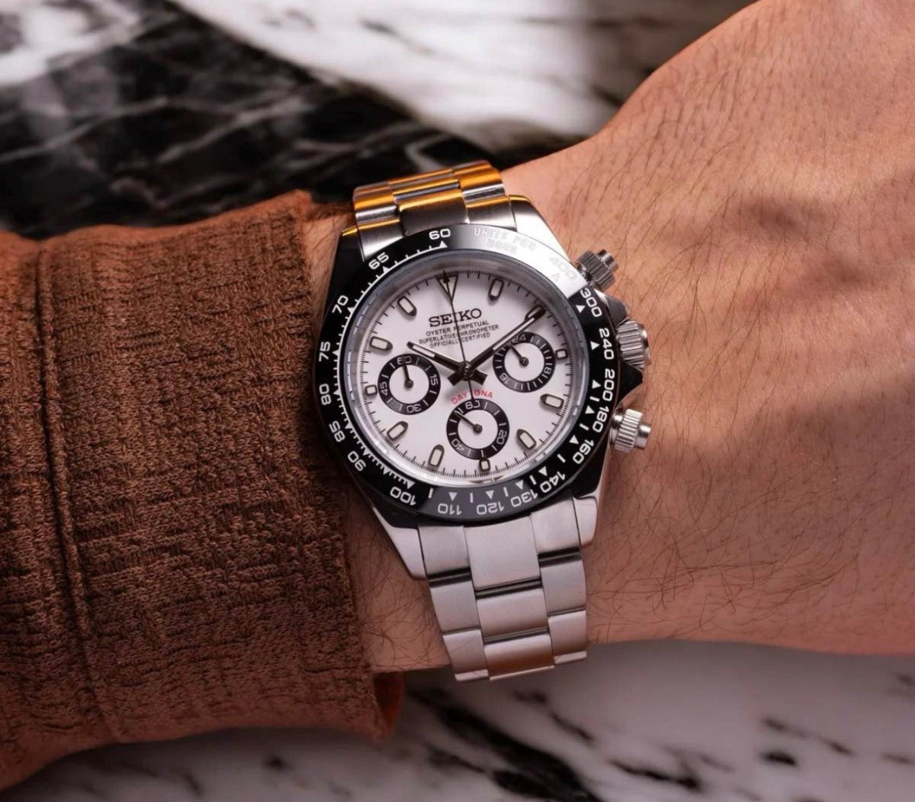 Seiko Daytona Panda Homage Chronograph – VK63, 40mm | NH35 Mod