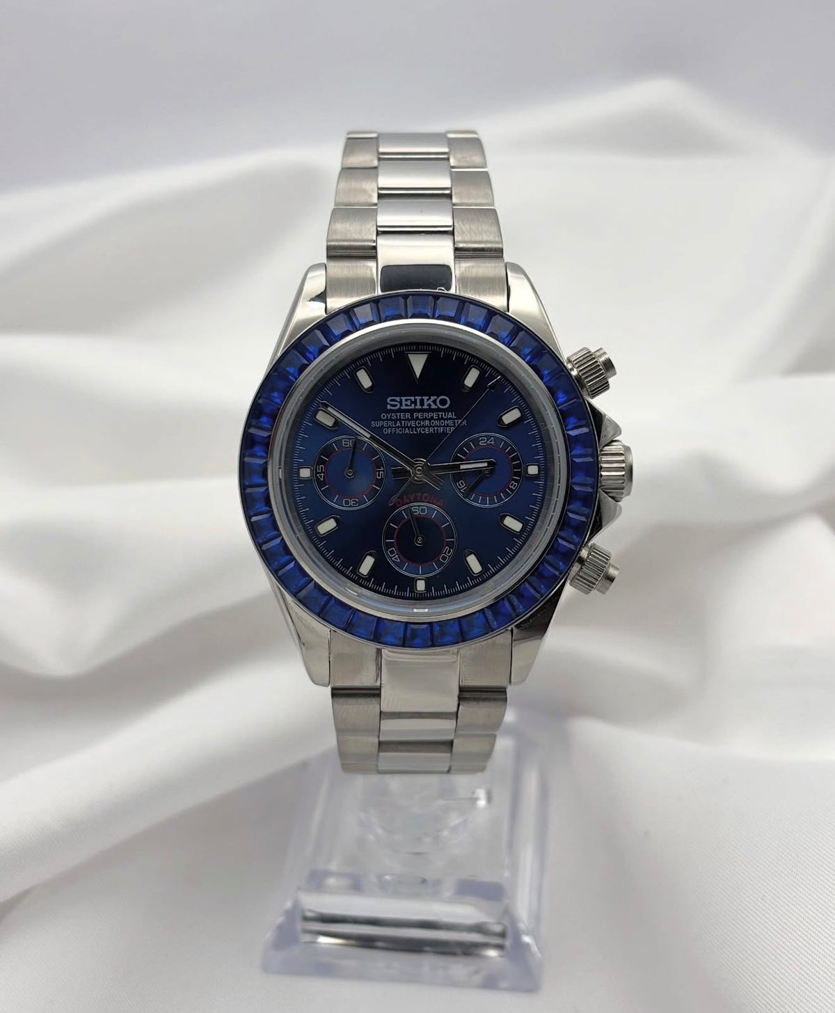 Seiko Daytona Mod ‘Steel Blue Sapphire Bezel’ 40
