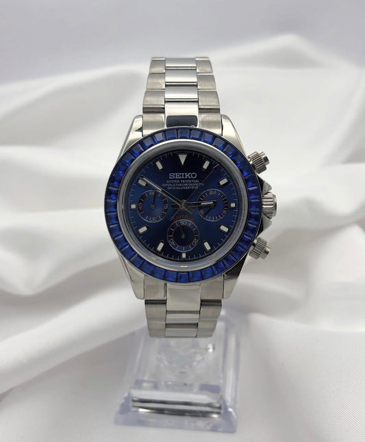 Seiko Daytona Mod ‘Steel Blue Sapphire Bezel’ 40