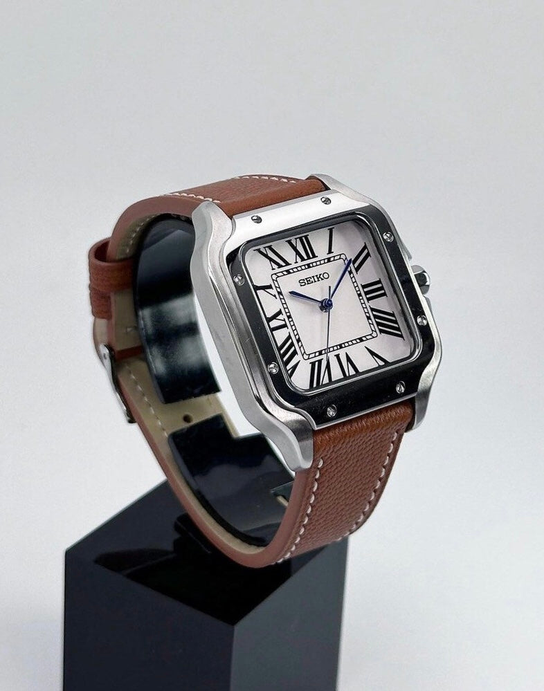 Seiko Santos Mod ‘Steel White Dial/ Leather Strap’ 39