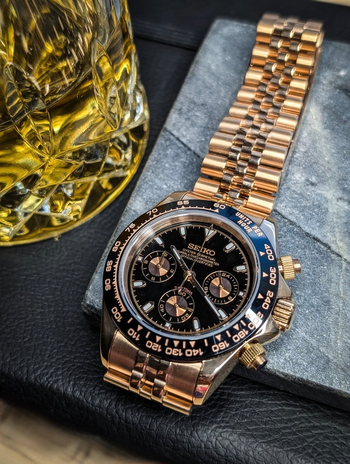 Seiko Daytona Mod ‘Rose Gold Black Dial’ 40 - Jubilee Bracelet