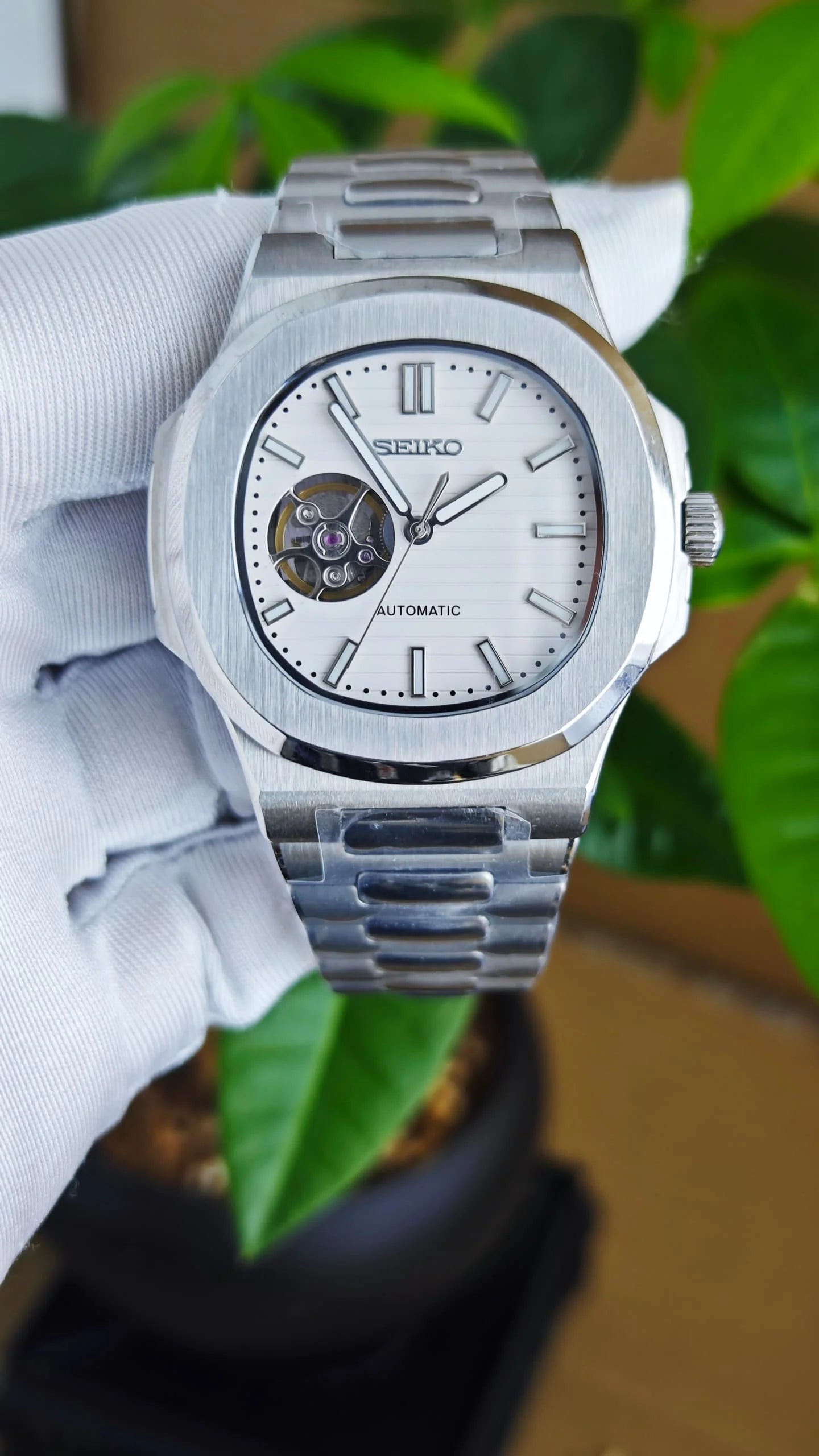 Seiko Nautilus Mod ‘Open-Heart White Dial’ 40mm