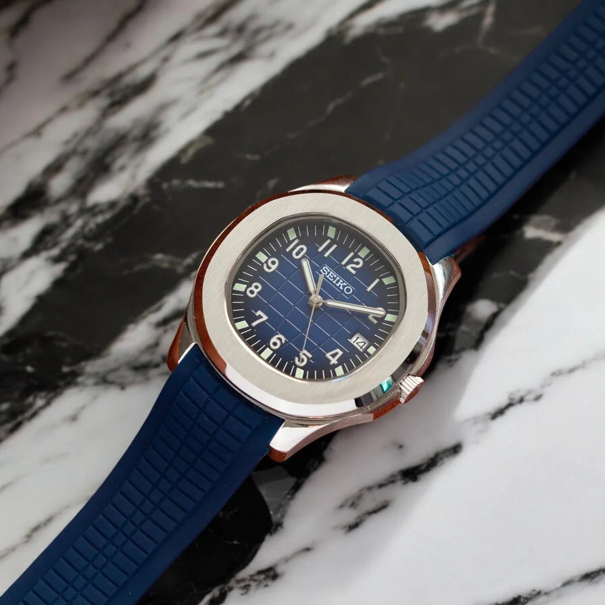 Seiko Aquanaut Mod ‘Steel Blue Dial’ Rubber Strap 40