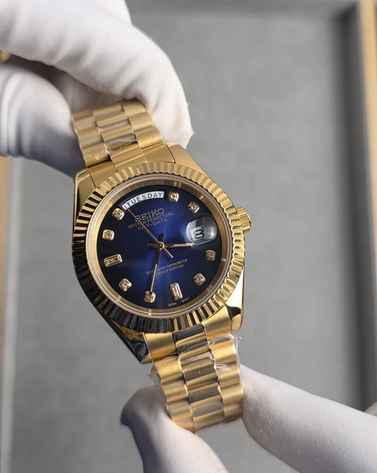 Seiko Day-date Mod ‘Gold Diamond Blue Dial’ 39