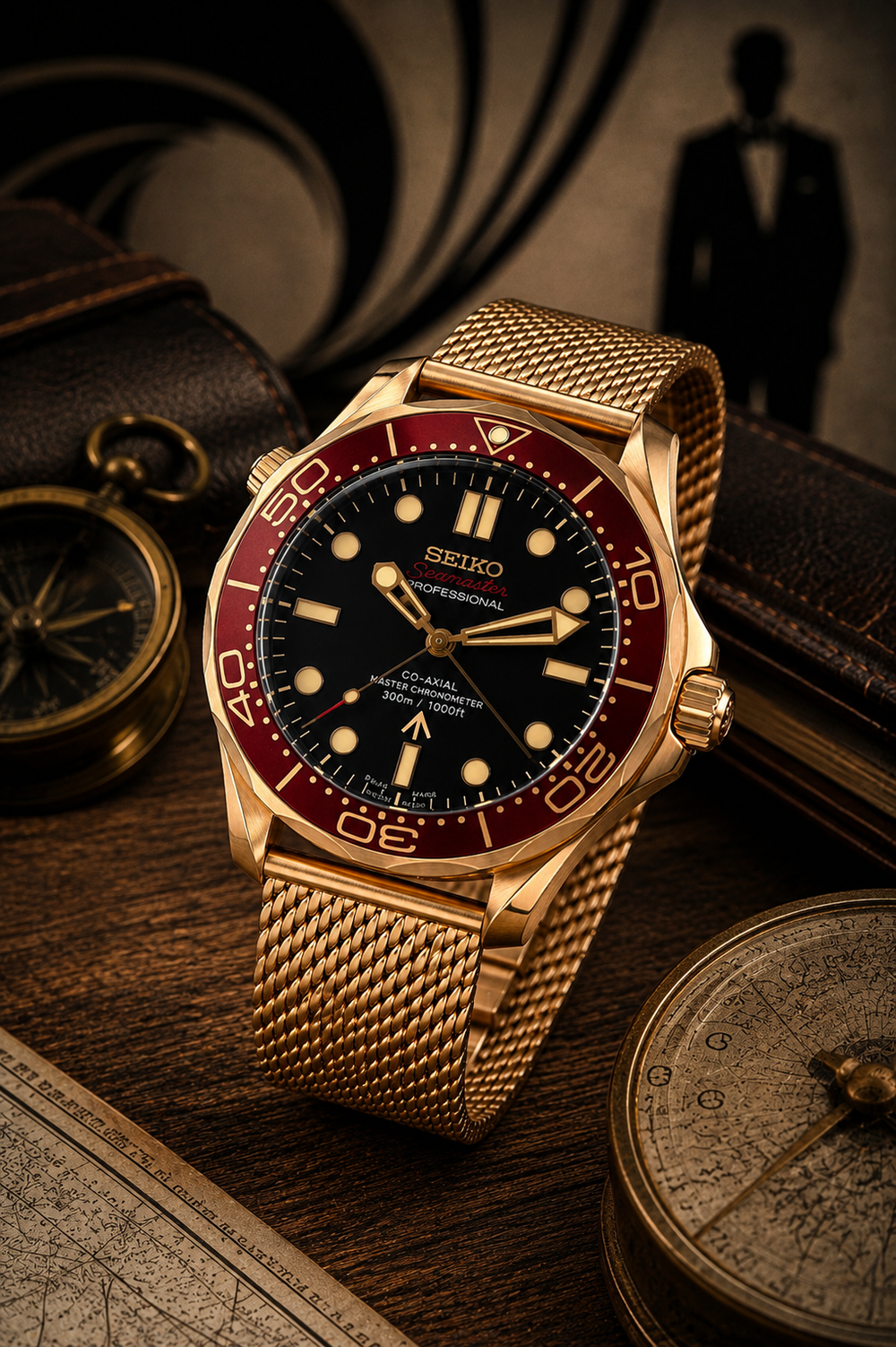 Seiko ‘Red Seamaster’ Mod James Bond Rose Gold Case 42