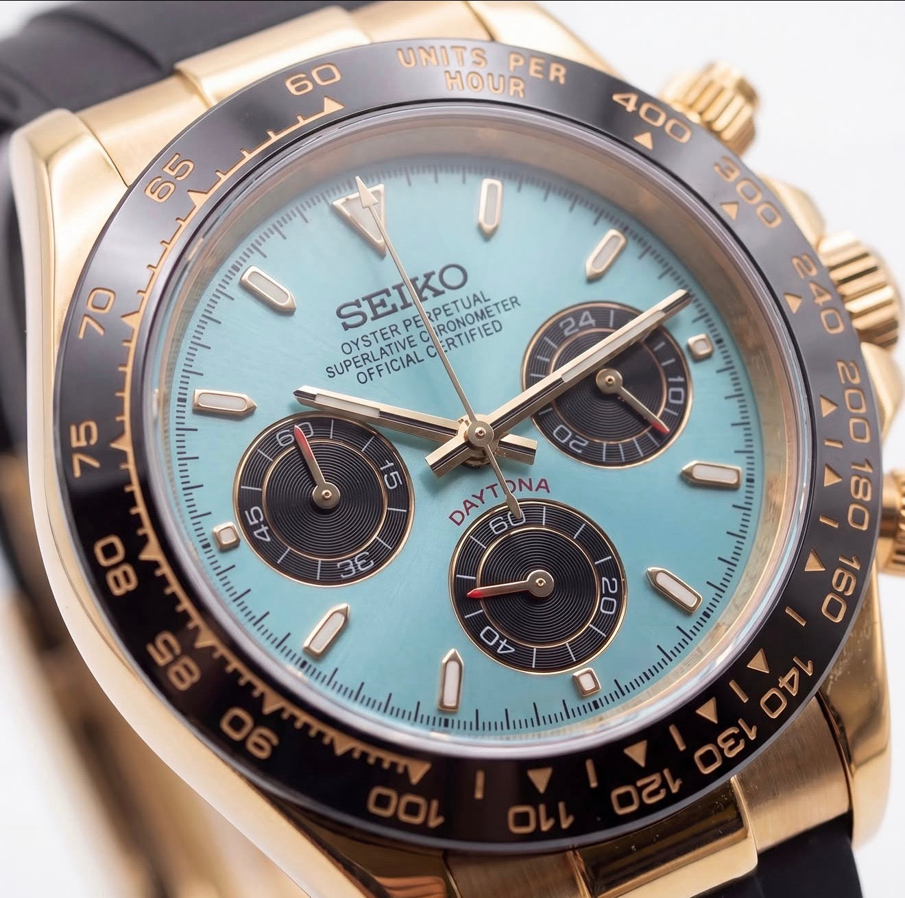 Seiko Daytona Mod Gold Oyster-flex ‘Tiffany Dial’ 40