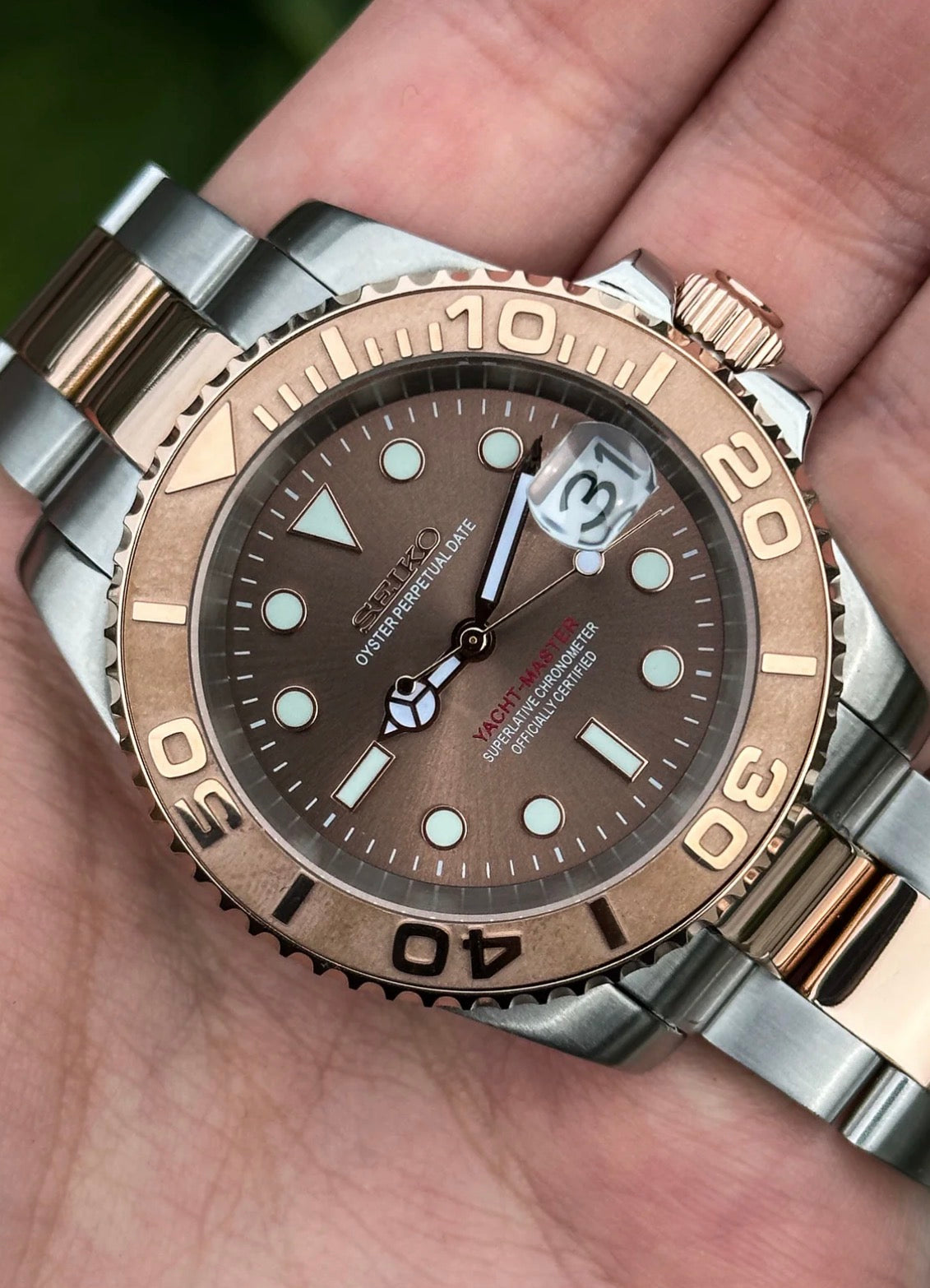 Seiko Yachtmaster Mod ‘Rose Gold Two-Tone Chocolate Dial’ 40