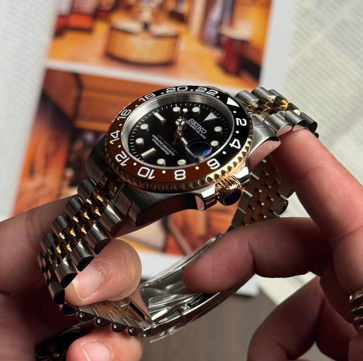 Seiko GMT-Master II Mod Rose Gold Two- Tone ‘Coke’ 40