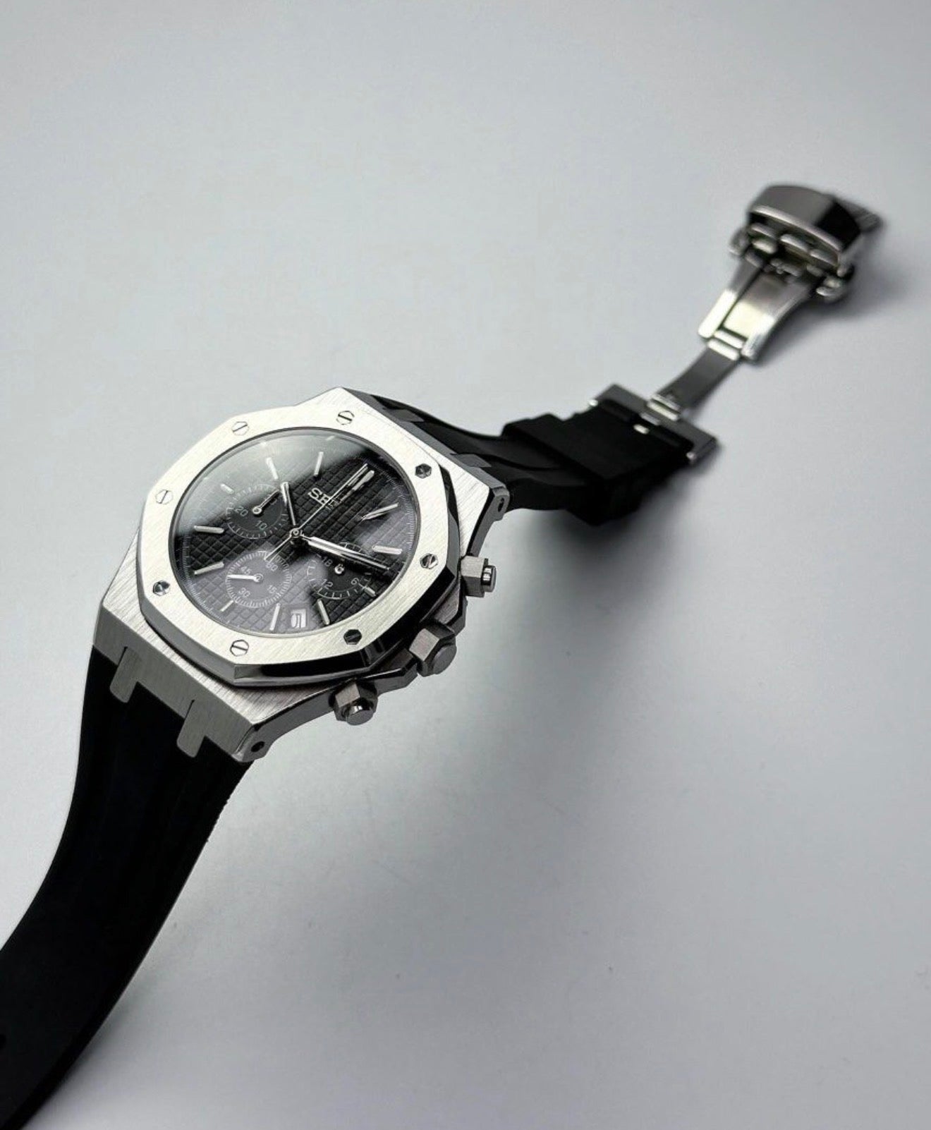 Seiko ‘Royal Oak’ Mod Black Rubber Strap 41mm
