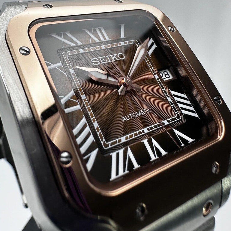 Seiko Santos Mod ‘Brown Guilloché Dial/Rose Gold-Two tone’ 39