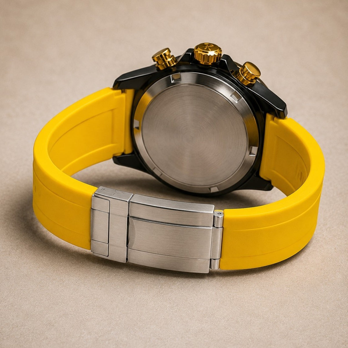 Seiko Daytona Mod ‘Black Ceramic/ Yellow Dial’ Yellow FKM Strap 40