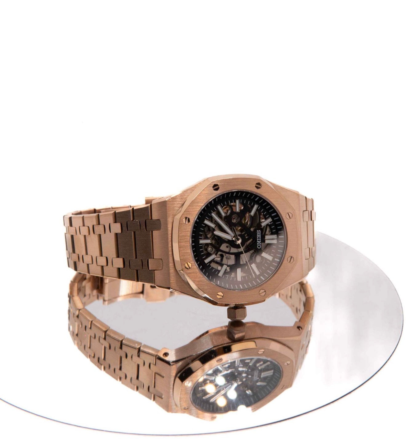 Seiko Royal Oak Skeleton Homage – Rose Gold, NH70, 41mm | NH35 Mod