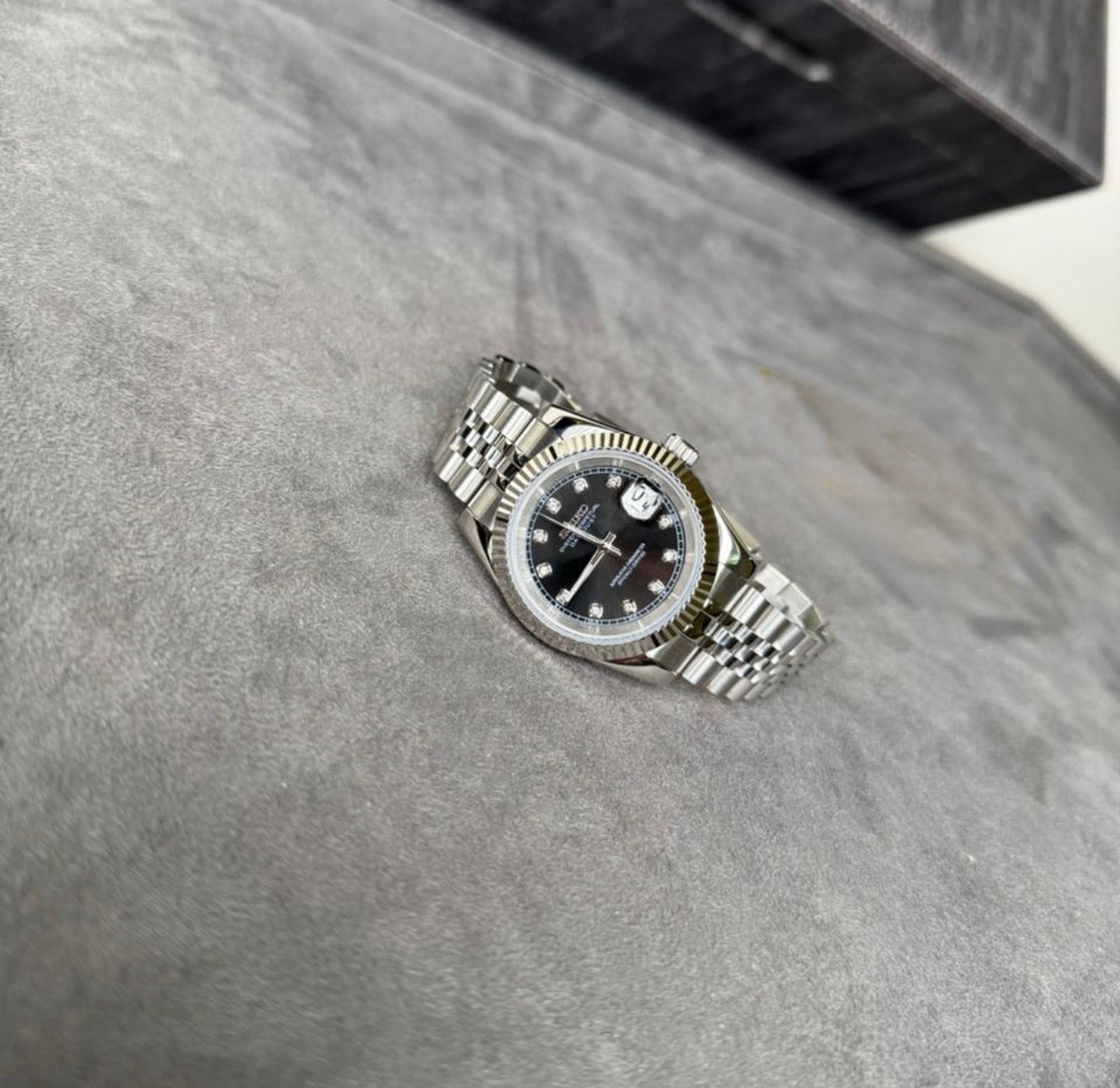Seiko Date-just Mod ‘Steel Black Diamond Dial’ 36/39