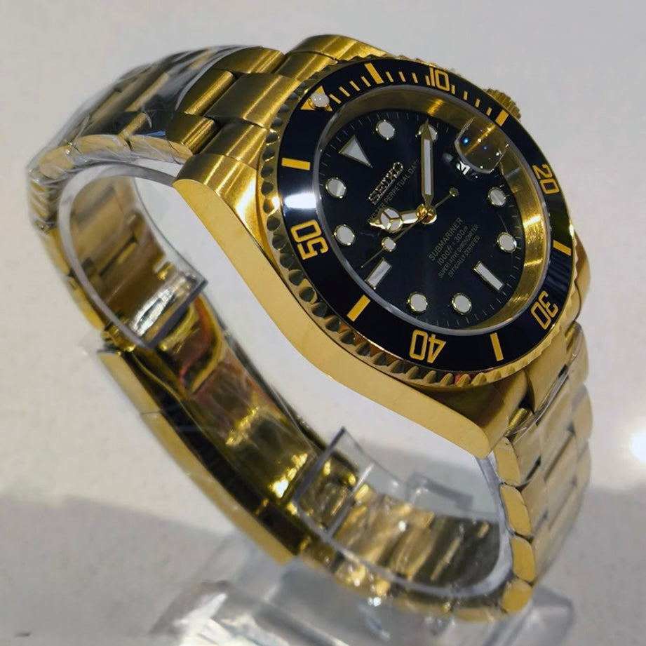 Seiko Submariner Mod ‘Full Gold/ Black Dial’ 40