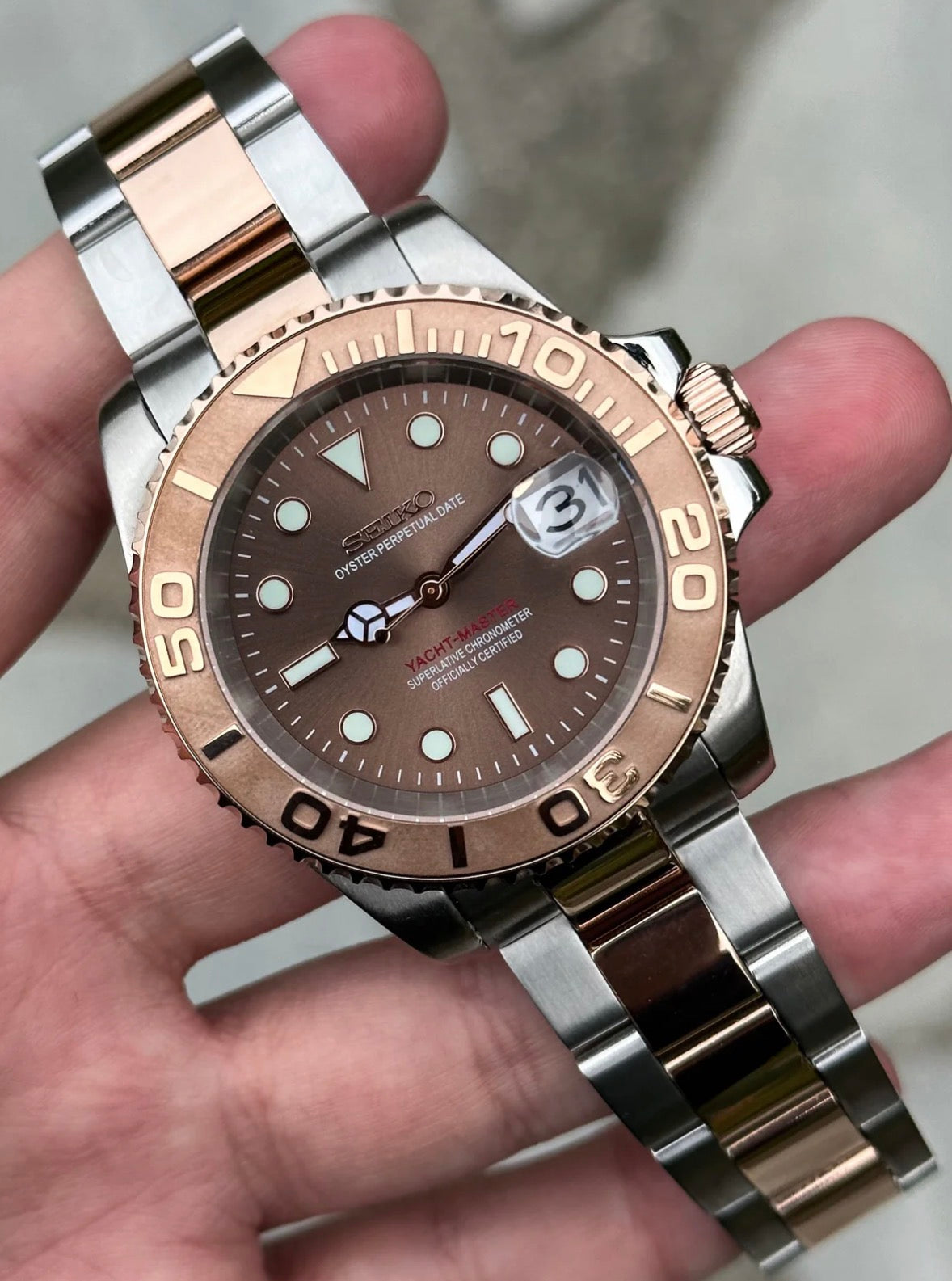 Seiko Yachtmaster Mod ‘Rose Gold Two-Tone Chocolate Dial’ 40