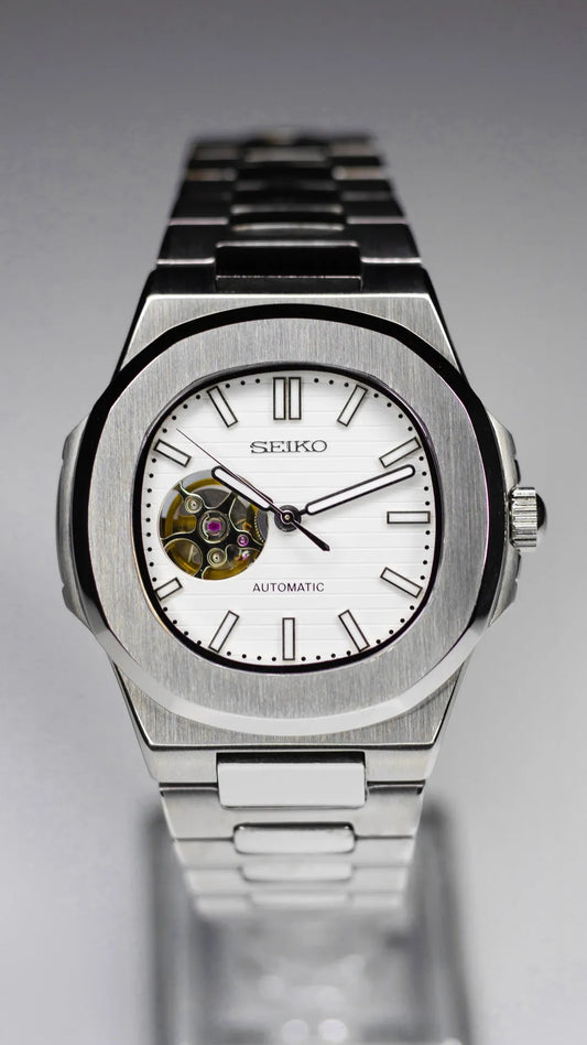 Seiko Nautilus Mod ‘Open-Heart White Dial’ 40mm