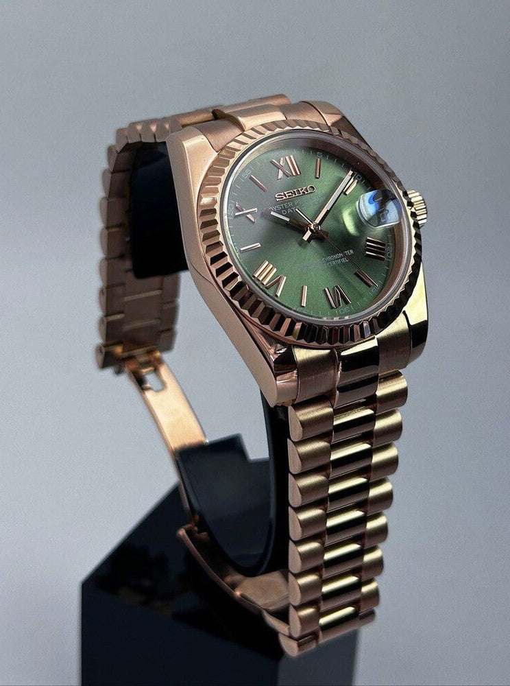 Seiko Datejust Mod ‘Rose Gold Green Roman Dial’ 36/39