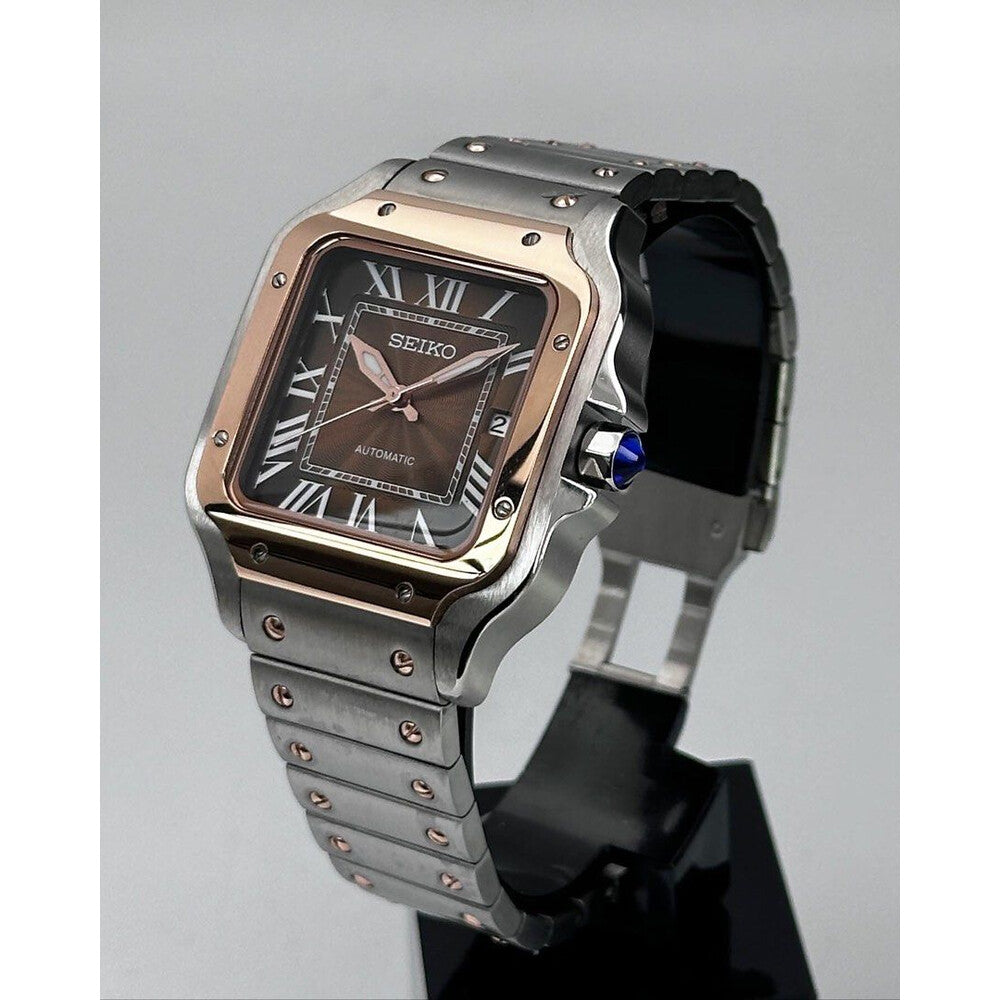 Seiko Santos Mod ‘Brown Guilloché Dial/Rose Gold-Two tone’ 39