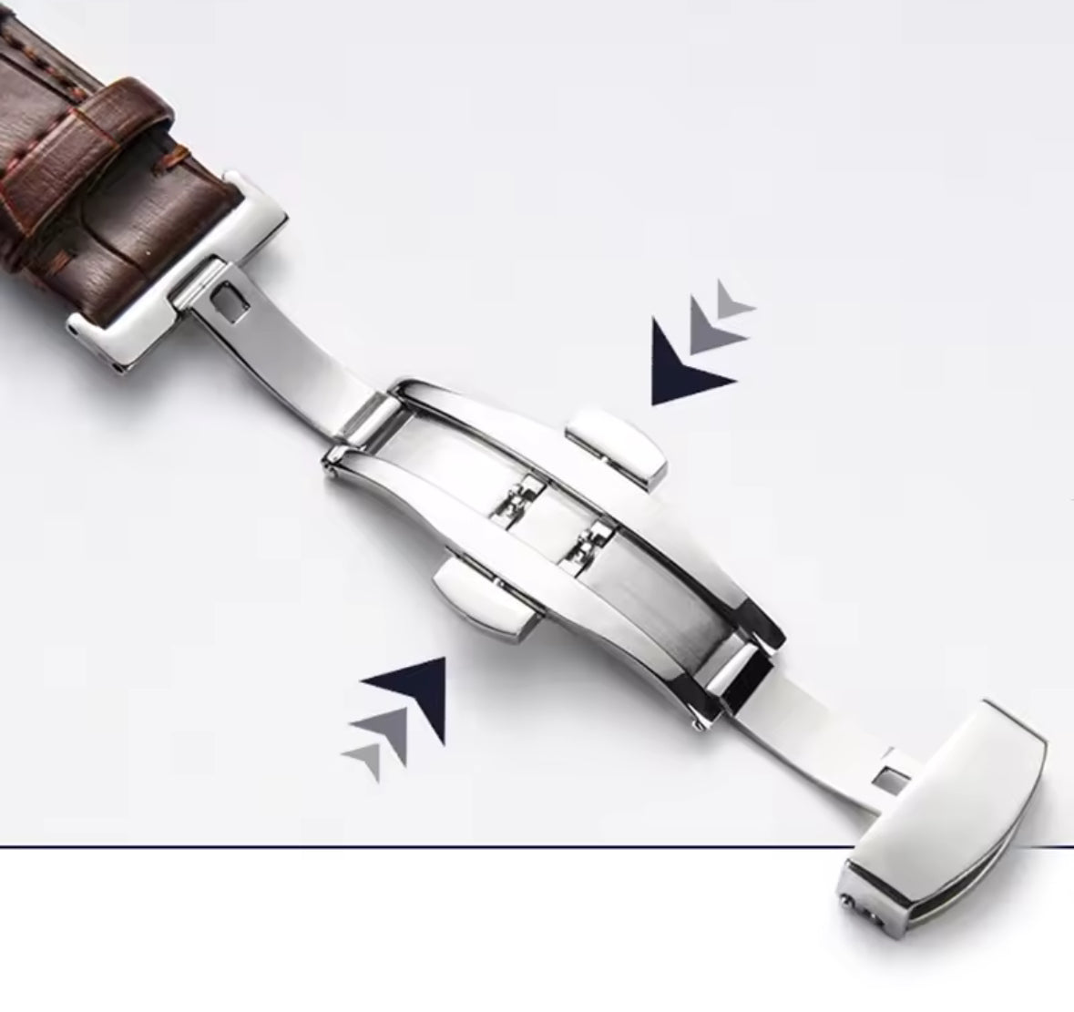 Genuine Leather strap w/ butterfly clasp (20mm/22mm/24mm)