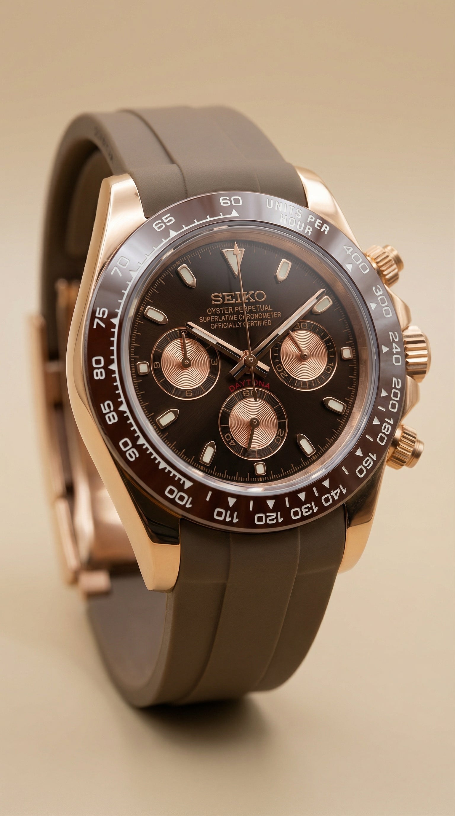 Seiko Daytona Caramel Mocha Homage – Oysterflex Strap, VK63, 40mm