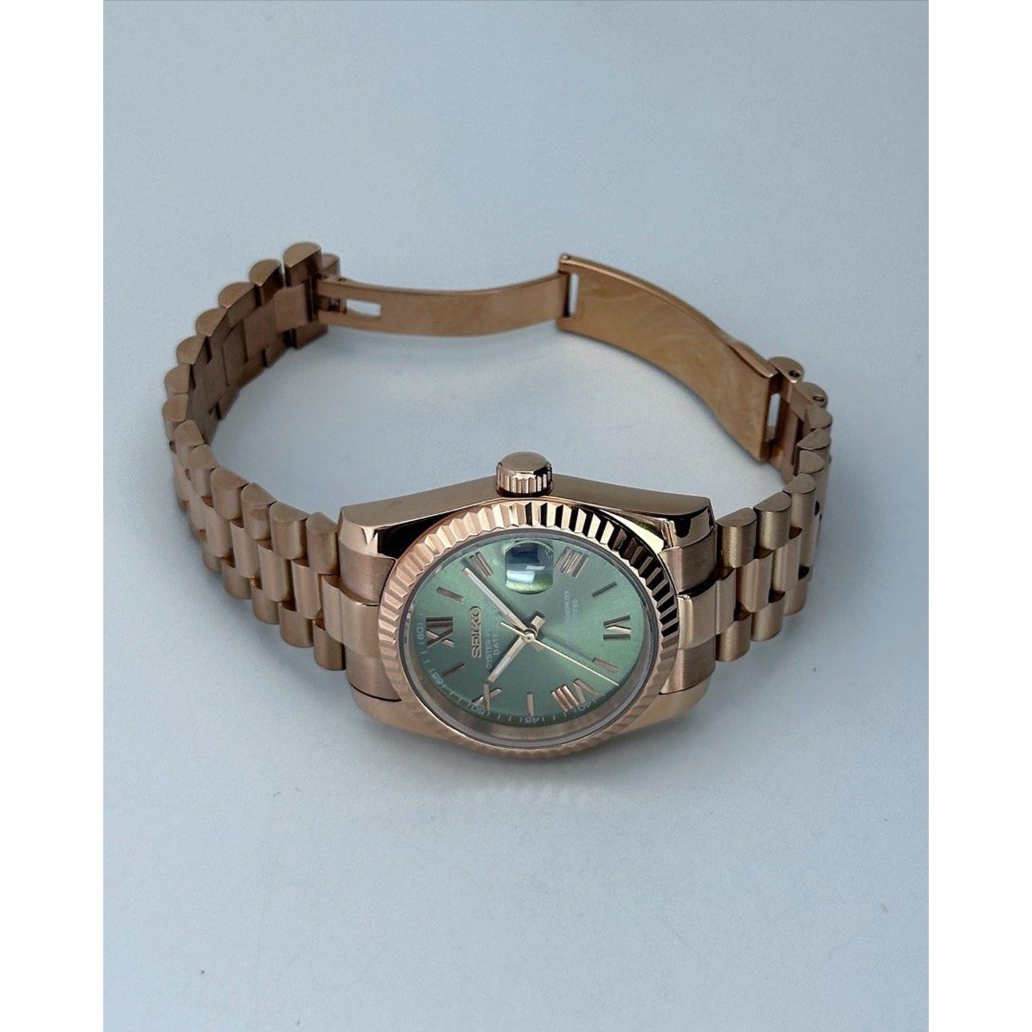 Seiko Datejust Mod ‘Rose Gold Green Roman Dial’ 36/39