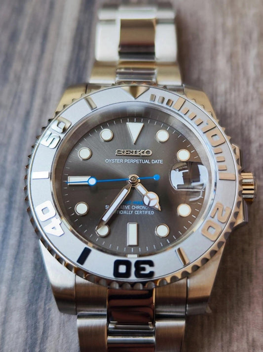 Seiko Yachtmaster Mod ‘Silver Steel/ Rhodium Bezel’ 40